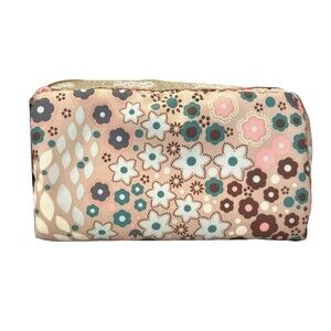 LeSportsac Zip Rectangle Pouch Cosmetic Travel Bag Meadow Floral 6.5”Lx2”Wx3.5"H